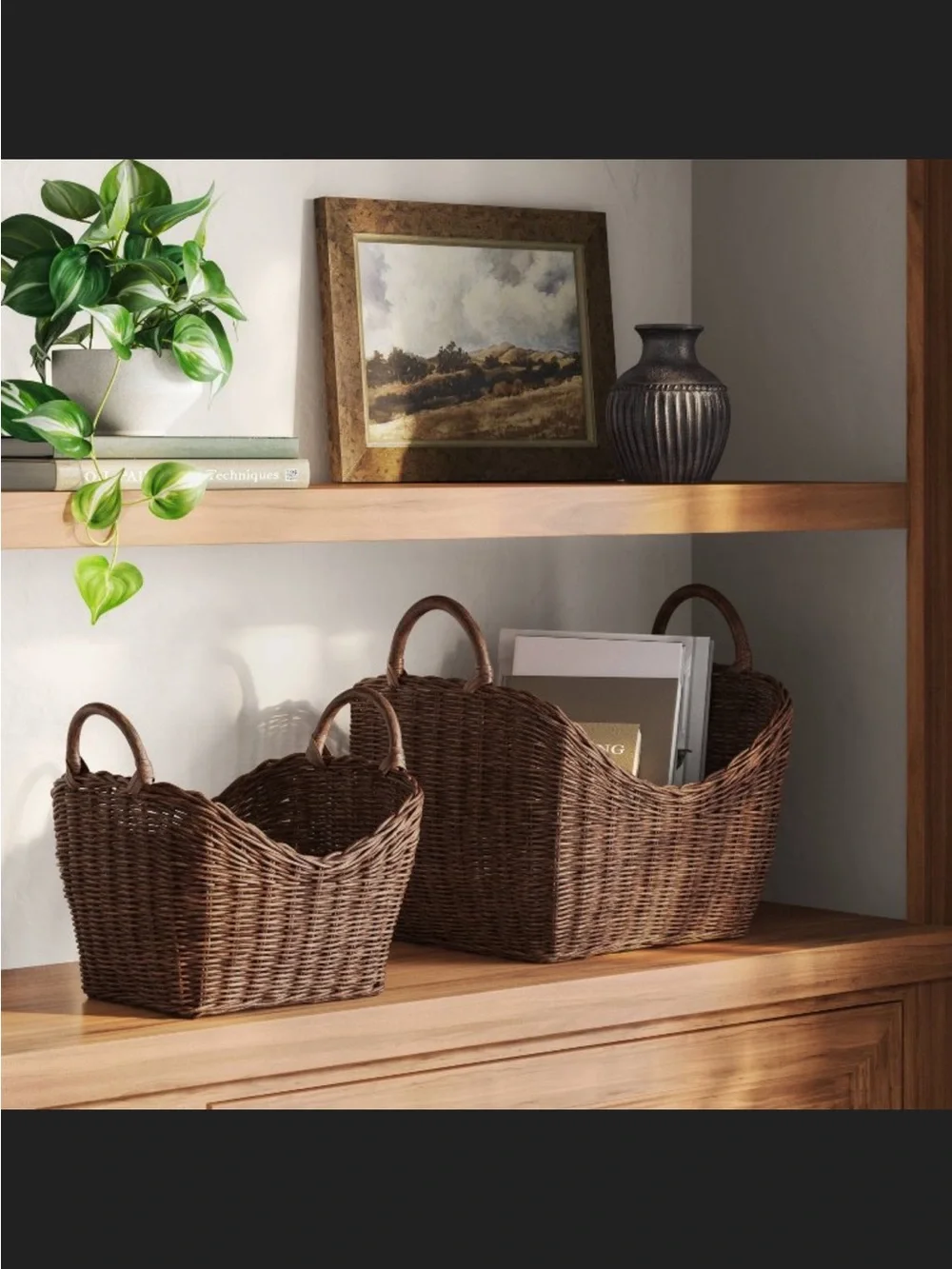 Large Dark Stain Rattan Basket Brown - Threshold™